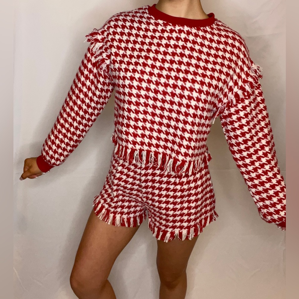 Missguided Red & White Houndstooth Set❤️🤍